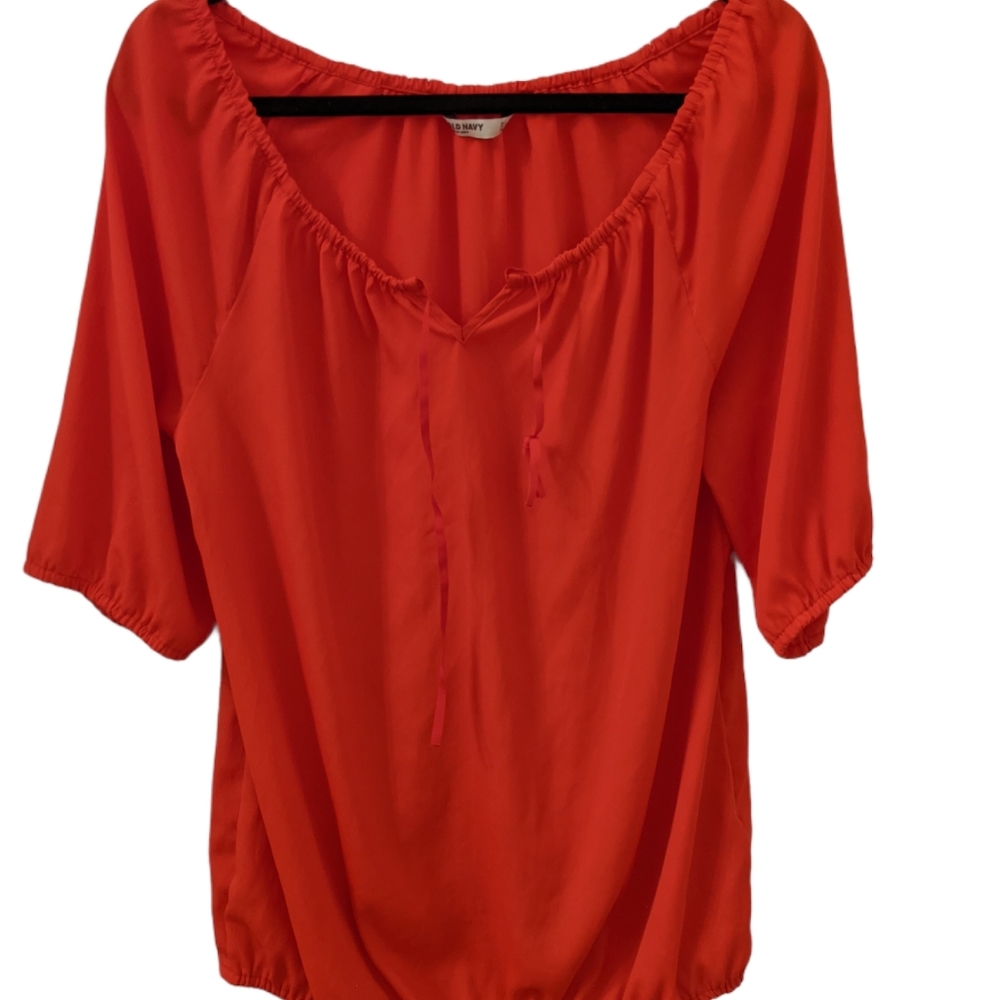 Old Navy 3/4 Sleeve Red Blouse size Large